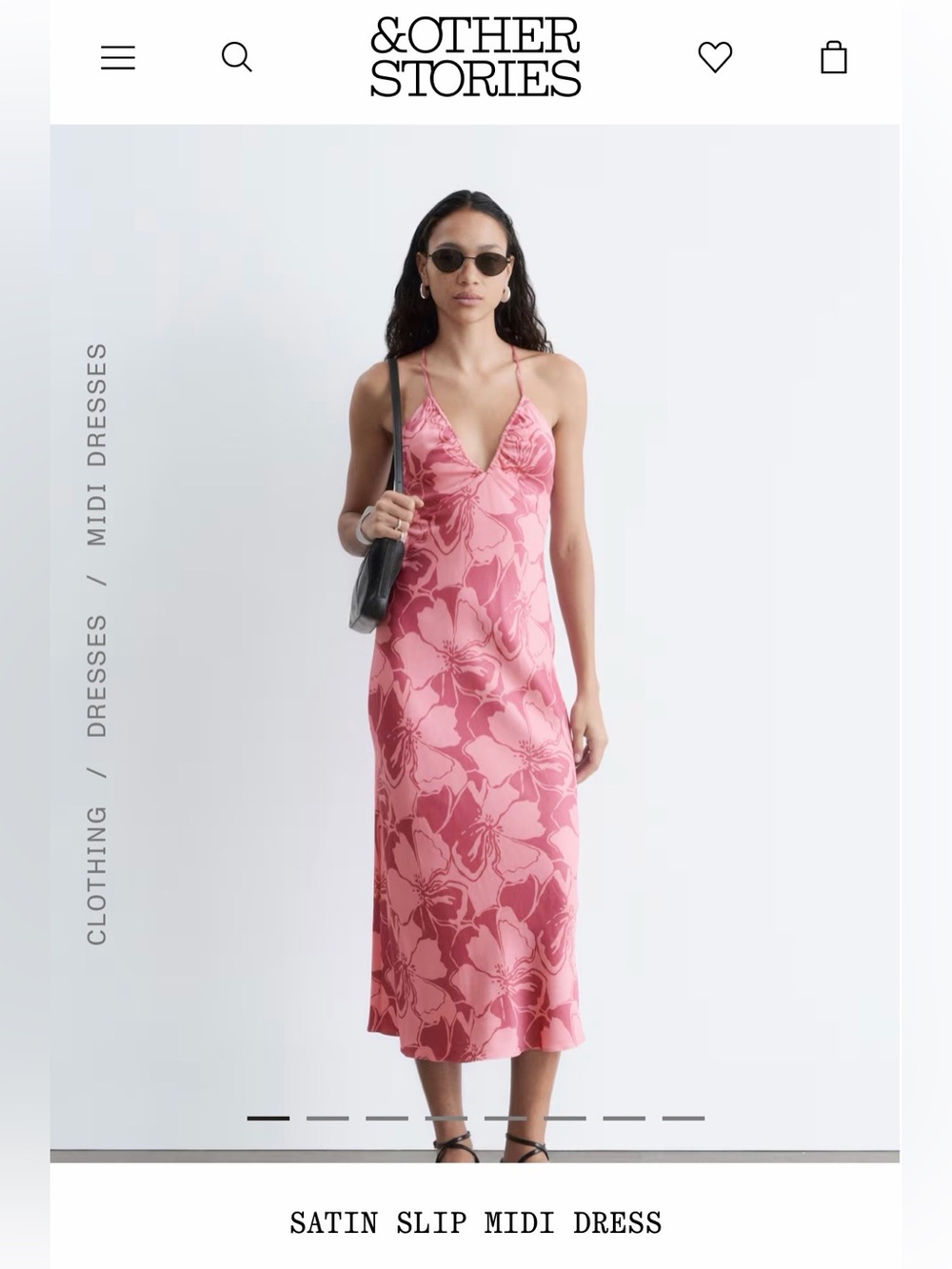 And Other Stories Pink Floral Satin Slip Dress